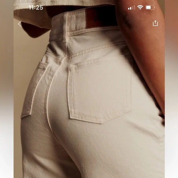 Sezane Le Crop High Waisted Cream Jeans Size 8 - Picture 2 of 6